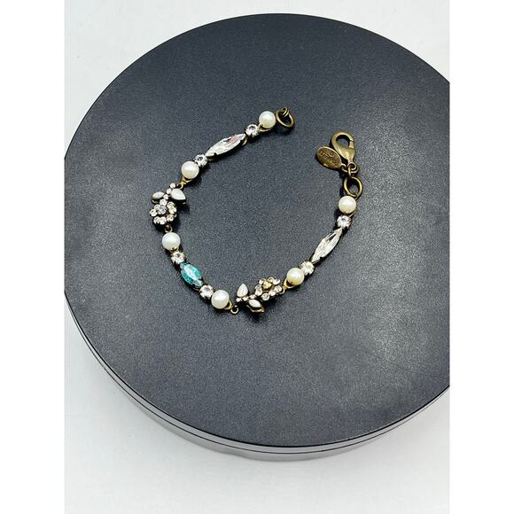 Sorrelli Clear Crystal Flower Blue Swarovski Antiqued Romantic Bracelet - Picture 10 of 11